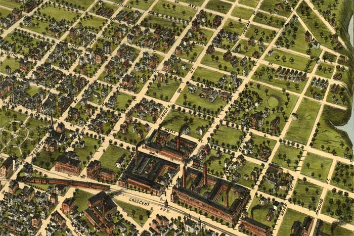 1875 Birds Eye View of East Bridgeport CT